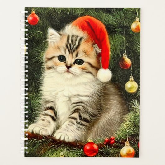 ヴィンテージクリスマスの子猫 プランナー手帳 (正面)