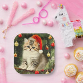 ヴィンテージクリスマスの子猫 ペーパープレート (パーティー)