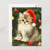 ヴィンテージクリスマスの子猫 ポストカード (正面/裏面)