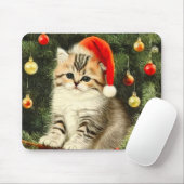 ヴィンテージクリスマスの子猫 マウスパッド (マウス)