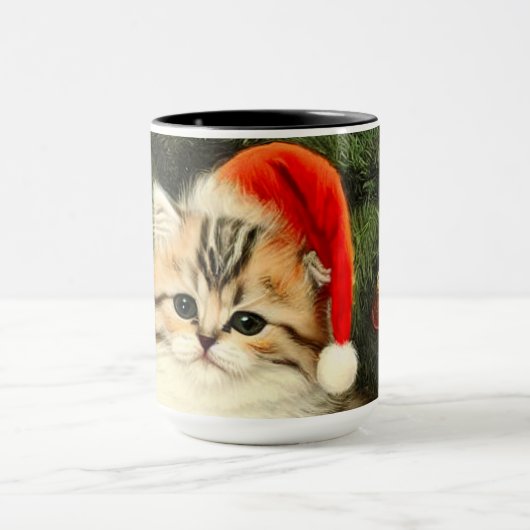 ヴィンテージクリスマスの子猫 マグカップ (中央)