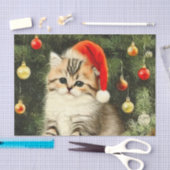 ヴィンテージクリスマスの子猫 薄葉紙 (クラフト)