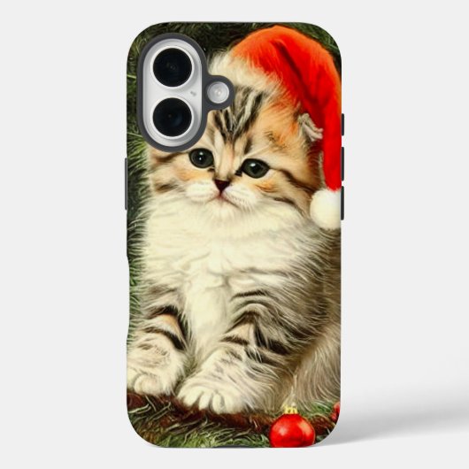 ヴィンテージクリスマスの子猫 Case-Mate iPhoneケース (裏面)