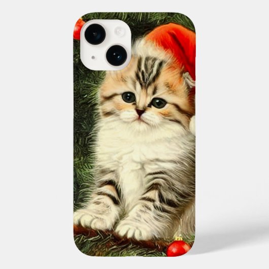 ヴィンテージクリスマスの子猫 Case-Mate iPhoneケース (裏面)