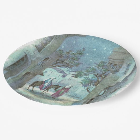 ヴィンテージクリスマスの宗教場面パーティー ペーパープレート (アングル)