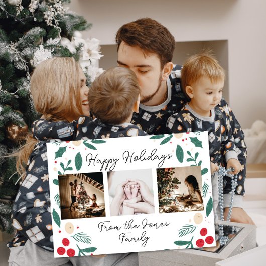 ヴィンテージクリスマスの家族写真カード カード