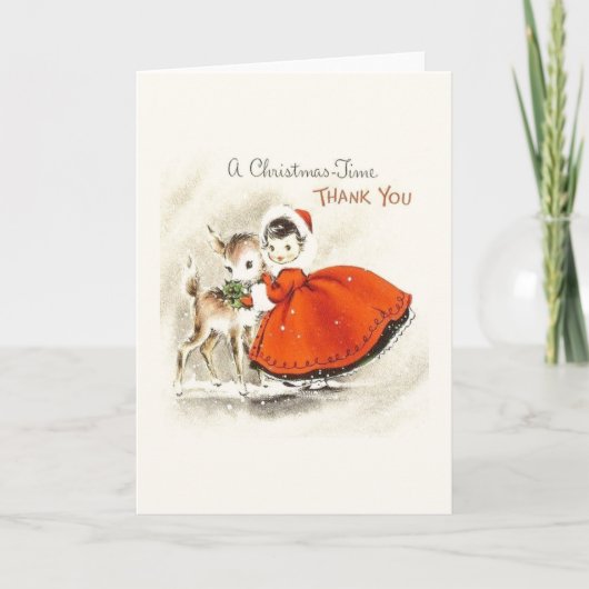 ヴィンテージクリスマスの感謝カード サンキューカード (正面)