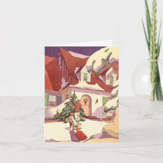 ヴィンテージクリスマスの感謝 サンキューカード (正面)