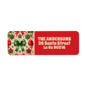 ヴィンテージクリスマスの星と弓 ラベル (正面)