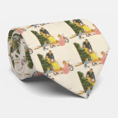 ヴィンテージクリスマスの朝、家族でプレゼントを開ける ネクタイ (ロール)