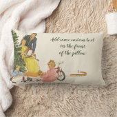 ヴィンテージクリスマスの朝、家族でプレゼントを開ける ランバークッション (ブランケット)