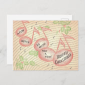 ヴィンテージクリスマスの楽譜 ポストカード (正面/裏面)