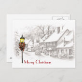 ヴィンテージクリスマスの町はがき シーズンポストカード (正面/裏面)