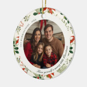 ヴィンテージクリスマスの緑のパターンの写真 セラミックオーナメント (左)