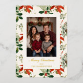 ヴィンテージクリスマスの緑のパターン 箔シーズンカード (正面)