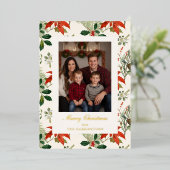 ヴィンテージクリスマスの緑のパターン 箔シーズンカード (立ち正面)