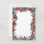 ヴィンテージクリスマスの緑の飾り 赤い結婚式の装飾 招待状 (裏面)
