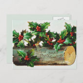 ヴィンテージクリスマスの緑 シーズンポストカード (正面/裏面)