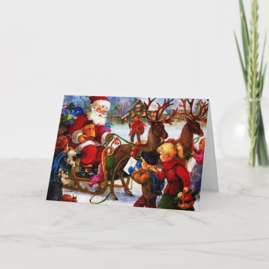 ヴィンテージクリスマスの美しい絵画 シーズンカード (正面)