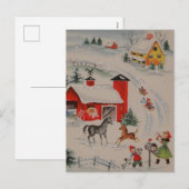 ヴィンテージクリスマスの農村ホリデー ポストカード (正面/裏面)