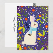 ヴィンテージクリスマスの雪うさぎの冬 シーズンカード (正面/裏面)