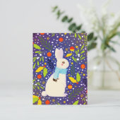 ヴィンテージクリスマスの雪うさぎの冬  シーズンポストカード (スタンド正面)