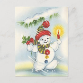 ヴィンテージクリスマスの雪だるま ホリデーポストカード