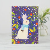 ヴィンテージクリスマスの雪のウサギの冬 シーズンカード (スタンド正面)