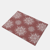 ヴィンテージクリスマスの雪の結晶、吹雪のパターン ドアマット (アングル)