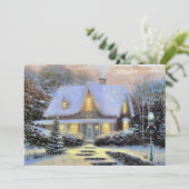 ヴィンテージクリスマスの雪の風景 シーズンカード (スタンド正面)