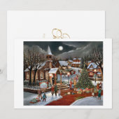 ヴィンテージクリスマスの雪の風景 シーズンカード (正面/裏面)