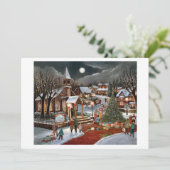ヴィンテージクリスマスの雪の風景 シーズンカード (スタンド正面)