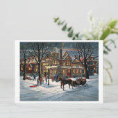 ヴィンテージクリスマスの雪の風景 シーズンカード (スタンド正面)