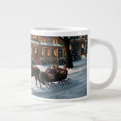 ヴィンテージクリスマスの雪の風景 ジャンボコーヒーマグカップ (右)