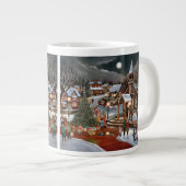 ヴィンテージクリスマスの雪の風景 ジャンボコーヒーマグカップ (正面右)