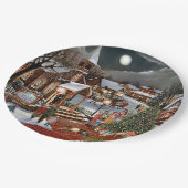 ヴィンテージクリスマスの雪の風景 ペーパープレート (アングル)