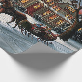 ヴィンテージクリスマスの雪の風景 ラッピングペーパー (角)