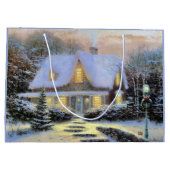 ヴィンテージクリスマスの雪の風景 ラージペーパーバッグ (裏面)
