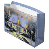 ヴィンテージクリスマスの雪の風景 ラージペーパーバッグ (裏面アングル)