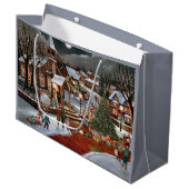 ヴィンテージクリスマスの雪の風景 ラージペーパーバッグ (正面アングル)