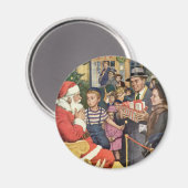 ヴィンテージクリスマスの願い、サンタの膝上の少年 マグネット (正面/裏面)