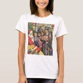 ヴィンテージクリスマスの願い、サンタクロースの膝上の少年 Tシャツ (正面)