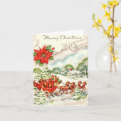 ヴィンテージクリスマスの馬車カード カード (黄色い花)