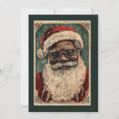ヴィンテージクリスマスの黒いサンタクロース メガネをかけたサンタ シーズンカード (正面)