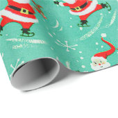 ヴィンテージクリスマスアイススケートで滑るサンタラッピング紙 ラッピングペーパー (ロールコーナー)