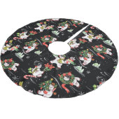 ヴィンテージクリスマスアイススケートで滑る雪だるまツリースカート ブラッシュドポリエステルツリースカート (アングル)