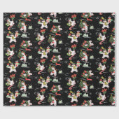ヴィンテージクリスマスアイススケートで滑る雪だるま ラッピングペーパー (フラット)