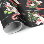 ヴィンテージクリスマスアイススケートで滑る雪だるま ラッピングペーパー (ロールコーナー)