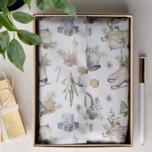 ヴィンテージクリスマスアイススケートクリスマスベル 薄葉紙