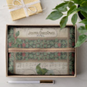 ヴィンテージクリスマスアイビーレッドベリーとシートミュージック 薄葉紙 (ギフト)